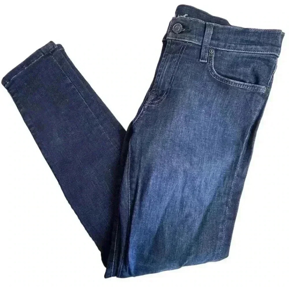 7 For All Mankind Women's Skinny Jeans Size 31 Dark Wash Blue Denim - Picture 1 of 12